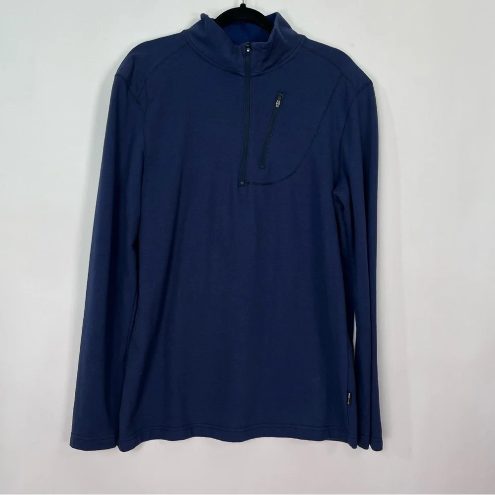 Men’s Swiss Tech Navy Quarter Zip Long Sleeve Shirt Sz M Performance Gear Collar